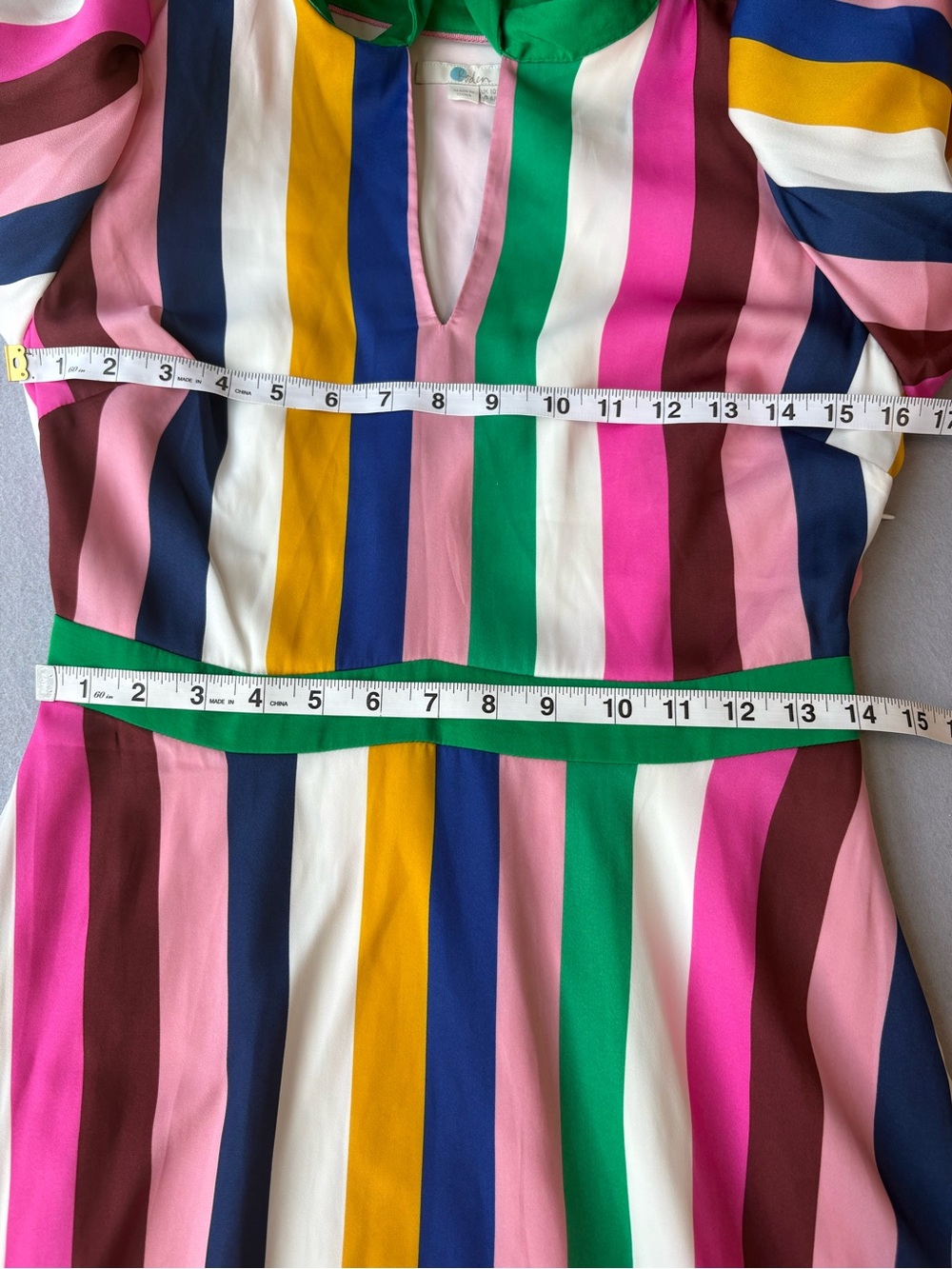 Boden Mila Multicolor Rainbow Stripe Midi Dress sz US 6R - Picture 9 of 12